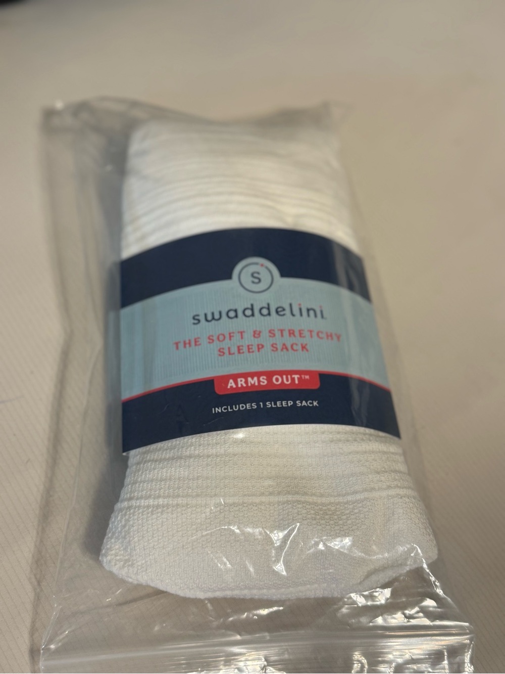 Swaddelini White Soft & Stretchy Sleep Sack - Arms Out